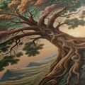 TABLOU ARBORELE VIEȚII MISTERIOS SUB CER - TABLOU COPACI ȘI FRUNZE - TABLOURI