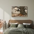 WANDBILD LEBENSBAUM MIT SCHWARZER KATZE - HALLOWEEN- UND HORROR-BILDER - BILDER
