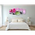 5-TEILIGES WANDBILD ORCHIDEE MIT HAUCH VON ENTSPANNUNG - BILDER MIT FENG SHUI-MOTIVEN - BILDER