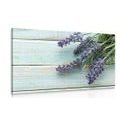 CANVAS PRINT LAVENDER ON A WOODEN BACKGROUND - PICTURES FLOWERS - PICTURES