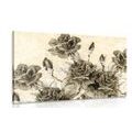 CANVAS PRINT VINTAGE BOUQUET OF ROSES IN SEPIA DESIGN - BLACK AND WHITE PICTURES - PICTURES