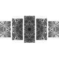 5-PIECE CANVAS PRINT BLACK AND WHITE ROSETTE - BLACK AND WHITE PICTURES - PICTURES