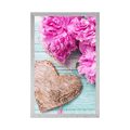 POSTER PEONIES AND BIRCH HEARTS - LOVE - POSTERS