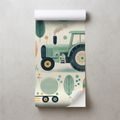 SELBSTKLEBENDE TAPETE KINDERTRAKTOREN IN PASTELLFARBEN - KINDERTAPETEN - TAPETEN