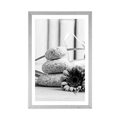 POSTER WITH MOUNT MEDITATION AND WELLNESS STILL LIFE IN BLACK AND WHITE - BLACK AND WHITE - POSTERS