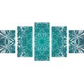5-PIECE CANVAS PRINT BLUE AND WHITE ROSETTE - PICTURES FENG SHUI - PICTURES