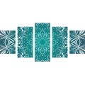 5-TEILIGES WANDBILD BLAU-WEISSE ROSETTE - BILDER MIT FENG SHUI-MOTIVEN - BILDER