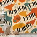 TAPETE BUNTE ABSTRAKTION MIT KLAVIERTASTEN - MUSIK FOTOTAPETEN - TAPETEN