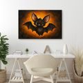 QUADRO SU TELA – PIPISTRELLO ADORABILE NEL BAGLIORE ARANCIONE - QUADRI HALLOWEEN E HORROR - STAMPE E QUADRI