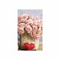 POSTER WITH MOUNT BOUQUET OF PINK CARNATIONS IN A BASKET - VASES - POSTERS