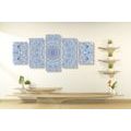 5-PIECE CANVAS PRINT DETAILED DECORATIVE MANDALA IN BLUE COLOR - PICTURES FENG SHUI - PICTURES
