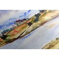 CANVAS PRINT VILLAGE BY THE RIVER - PICTURES OF NATURE AND LANDSCAPE - PICTURES