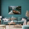 QUADRO SU TELA – BARCA SU LAGO DI MONTAGNA - QUADRI LAGHI - STAMPE E QUADRI