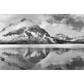 SELF ADHESIVE WALL MURAL LAKE NEAR A MOUNTAIN IN BLACK AND WHITE - SELF-ADHESIVE WALLPAPERS - WALLPAPERS