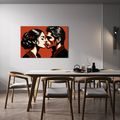 WANDBILD LEIDENSCHAFTLICHER KUSS IN ROT - BILDER MIT LIEBESMOTIVEN - BILDER