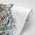 CARTA DA PARATI LINCE NEL DISEGNO AD ACQUERELLO - CARTA DA PARATI ANIMALI - CARTA DA PARATI