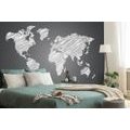 SELF ADHESIVE WALLPAPER HATCHED WORLD MAP IN BLACK AND WHITE - SELF-ADHESIVE WALLPAPERS - WALLPAPERS
