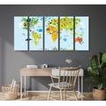 5-PIECE CANVAS PRINT CHILDREN'S WORLD MAP WITH ANIMALS - CHILDRENS PICTURES - PICTURES