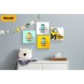 CANVAS PRINT SET ROBOTS WITH A YELLOW CAR - SET OF PICTURES - PICTURES