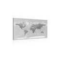 CANVAS PRINT BEAUTIFUL BLACK AND WHITE MAP OF THE WORLD - PICTURES OF MAPS - PICTURES