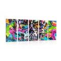 5-PIECE CANVAS PRINT COLORFUL ARTISTIC SKULL - POP ART PICTURES - PICTURES