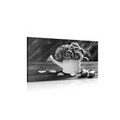 CANVAS PRINT ROSE IN A WATERING CAN IN BLACK AND WHITE - BLACK AND WHITE PICTURES - PICTURES