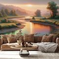 TAPETE SONNENUNTERGANG ÜBER RUHIGEM FLUSS - TAPETEN MIT NATURMOTIVEN - TAPETEN