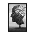 POSTER BAUM IN FORM EINES GESICHTS - SCHWARZ-WEISS - POSTER