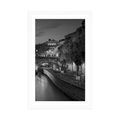 POSTER WITH MOUNT EMBANKMENT OF PARIS IN BLACK AND WHITE - BLACK AND WHITE - POSTERS