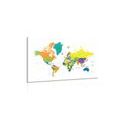 CANVAS PRINT COLORED WORLD MAP ON A WHITE BACKGROUND - PICTURES OF MAPS - PICTURES