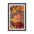 AFFICHE AVEC MONTURE FLEUR DE LYS ORANGE - FLEURS - AFFICHES