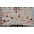 CANVAS PRINT LUXURIOUS MAGNOLIA WITH PEARLS - PICTURES FLOWERS - PICTURES