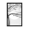 POSTER MODERN BLACK AND WHITE TREE ON AN ABSTRACT BACKGROUND - BLACK AND WHITE - POSTERS