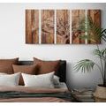 5-PIECE CANVAS PRINT TREE ON A WOODEN BASE - PICTURES OF NATURE AND LANDSCAPE - PICTURES