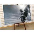 CANVAS PRINT BEAUTIFUL BLACK AND WHITE ANGEL IN THE SKY - BLACK AND WHITE PICTURES - PICTURES