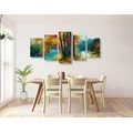 IMPRESSION SUR TOILE EN 5 PARTIES ARBRES PEINTS AUX COULEURS D'AUTOMNE - IMPRESSION SUR TOILE DE NATURE ET PAYSAGE - IMPRESSION SUR TOILE