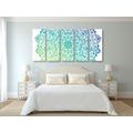5-PIECE CANVAS PRINT BLUE-GREEN MANDALA - PICTURES FENG SHUI - PICTURES