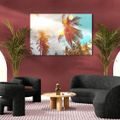 TABLEAU SUR TOILE – RAYONS DE SOLEIL ENTRE LES PALMIERS - TABLEAUX DE LA NATURE ET DES PAYSAGES - TABLEAUX