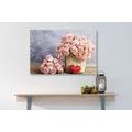 CANVAS PRINT BOUQUET OF PINK CARNATIONS IN A BASKET - PICTURES FLOWERS - PICTURES