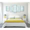 5-PIECE CANVAS PRINT MANDALA OF HARMONY ON A BLUE BACKGROUND - PICTURES FENG SHUI - PICTURES