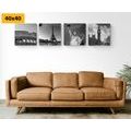 CANVAS PRINT SET BLACK AND WHITE HISTORICAL MONUMENTS - SET OF PICTURES - PICTURES