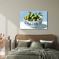 TABLEAU SUR TOILE – OLIVES VERTES DANS UN BOL - TABLEAUX DE NATURES MORTES - TABLEAUX