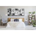 5-PIECE CANVAS PRINT LETTERS HOME IN BLACK AND WHITE - BLACK AND WHITE PICTURES - PICTURES