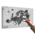 OBRAZ NA KORKU RETRO MAPA EURÓPY V ČIERNOBIELOM PREVEDENÍ - OBRAZY NA KORKU - OBRAZY
