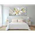 CANVAS PRINT WHITE LILY ON AN INTERESTING BACKGROUND - PICTURES FLOWERS - PICTURES