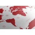 CANVAS PRINT WORLD MAP WITH INDIVIDUAL STATES IN RED - PICTURES OF MAPS - PICTURES