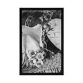 POSTER ROSE AND A HEART IN JUTE IN BLACK AND WHITE - BLACK AND WHITE - POSTERS