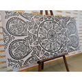 CANVAS PRINT MANDALA WITH AN ABSTRACT NATURAL PATTERN IN BLACK AND WHITE - BLACK AND WHITE PICTURES - PICTURES