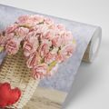 SELF ADHESIVE WALL MURAL BOUQUET OF CARNATIONS IN A BASKET - SELF-ADHESIVE WALLPAPERS - WALLPAPERS