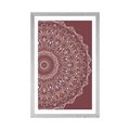 POSTER MIT PASSEPARTOUT MANDALA IM VINTAGE-STIL IN ROSA - FENG SHUI - POSTER